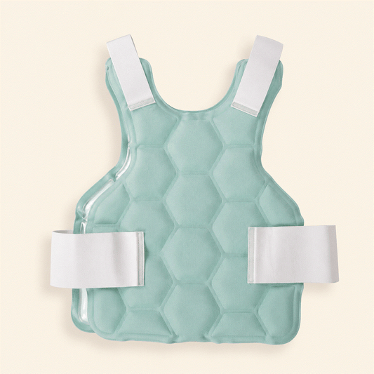 Lightweight cooling vest with CoolNow™ 80° technology providing on-demand front and back cooling without batteries or ice packs
