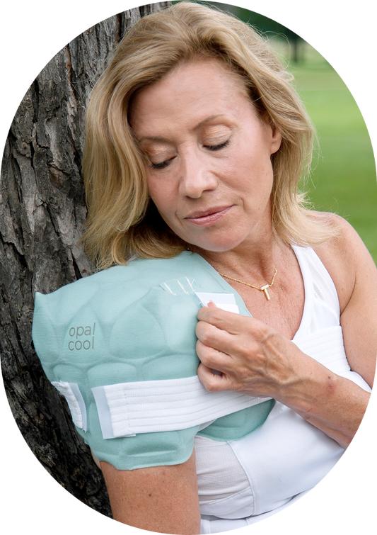 Joint venture product on person's shoulder