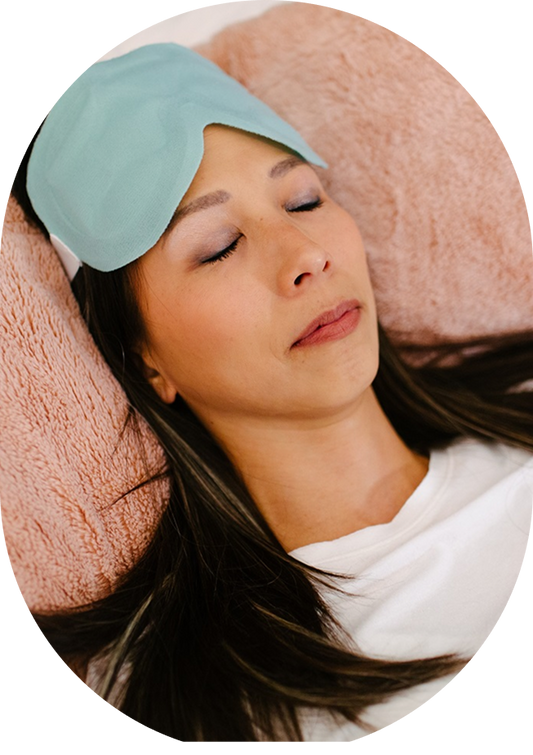 Woman sleeping with ye need to chill product above her eyes